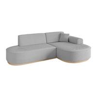 ECKSOFA Ottomane Rechts MARI-L1-v1 - 243x171x83 cm Hellgrau Bouclé - Hellgrau, Holzwerkstoff/Textil (171/243cm) - ALTDECOR