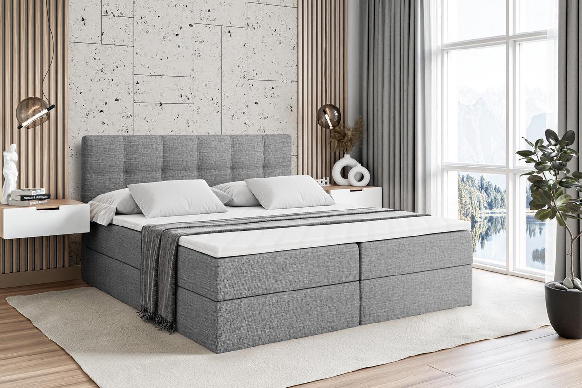 BOXBETT mit Matratze H4 und Lattenrost - MARCE - 140x200 - H4 - Grau - Grau, Holzwerkstoff (140/200cm) - ALTDECOR