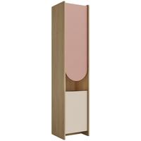 BÜCHERREGAL Lena mit 2 Türen und offenen Fächern, 43 cm, für Jugendliche, Eiche Cremona/Macadamia/Puderrosa, Links - Eichefarben/Beige, Holzwerkstoff (43/198/40cm) - Beautysofa