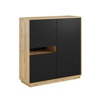 SIDEBOARD Raven Mattschwarz und Holz - Schwarz, Holzwerkstoff (121/126/40cm) - Petits-meubles