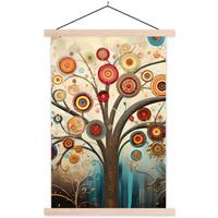 POSTER MIT MAGNETLEISTEN Baum - Baum des Lebens - Farbe Deko Wohnzimmer 40x60 cm - Braun, Textil (40/60/0.15cm) - MuchoWow