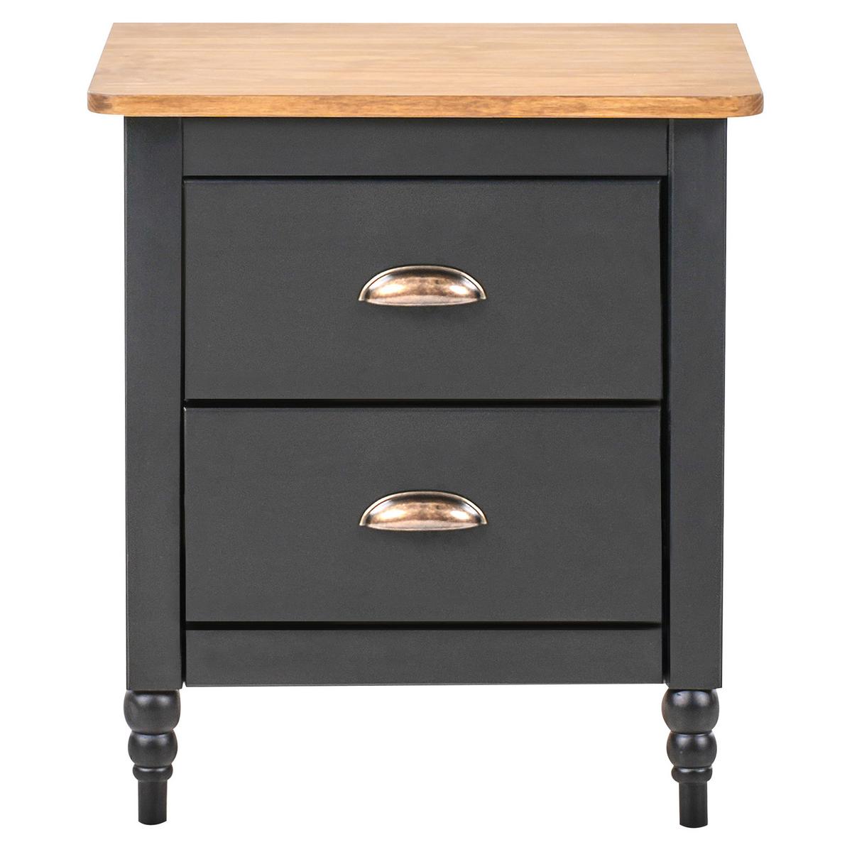 NACHTTISCH Schwarz/Gold/Heller Holzfarbton Shillington - Hellbraun/Goldfarben, Holz (46/52/35cm) - Beliani
