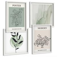 BILDER SET 4er Set - 50x50 cm & 40x60 cm Weißer Rahmen - Blumen in einer modernen Vase - Weiß, Kunststoff (50/50cm) - TULUP