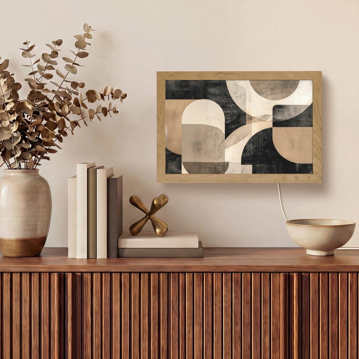 WANDLEUCHTE Abstrakt - Formen - Modern - Beige 30x20 cm - Grau, Holzwerkstoff (30/20/8cm) - OnlyWow