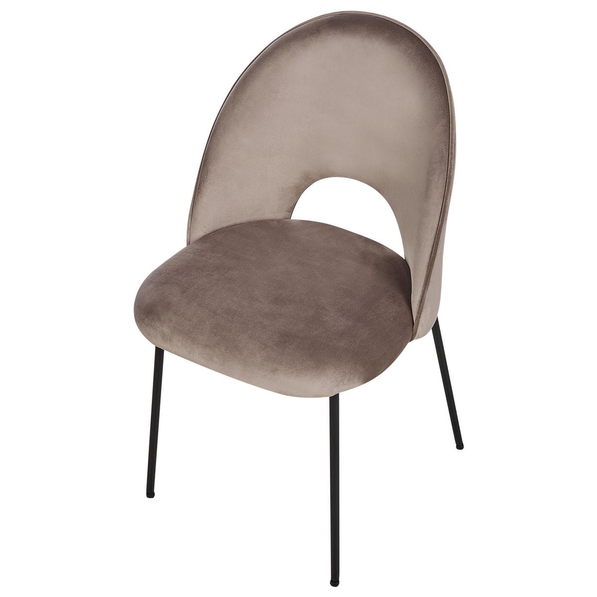 ESSZIMMERSTUHL 2er-Set Samtstoff taupe Covelo - Beige/Schwarz, Textil (46/84/45cm) - Beliani