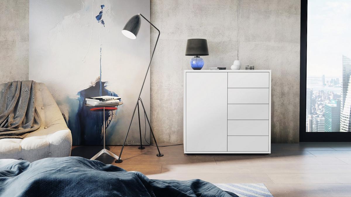 KOMMODE Ben Front in Weiß matt - Weiß, Holzwerkstoff (79/74/36cm) - Vladon