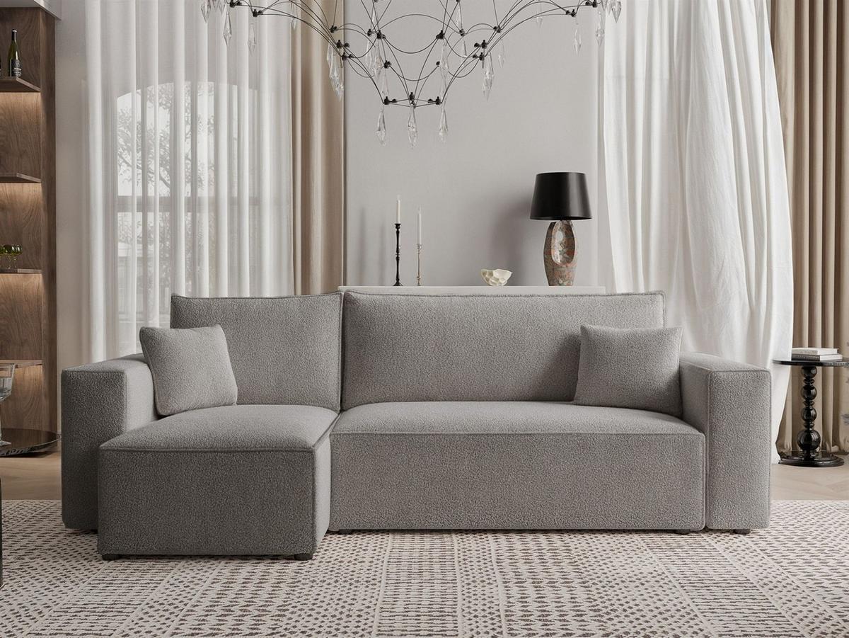ECKSOFA Adara Mit Schlaffunktion - Grau, Holzwerkstoff/Textil (244/145cm) - Fun Möbel