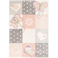 KINDER TEPPICH MAUI KIDS KARO HERZEN - Rosa, Textil (140/200cm) - Pergamon