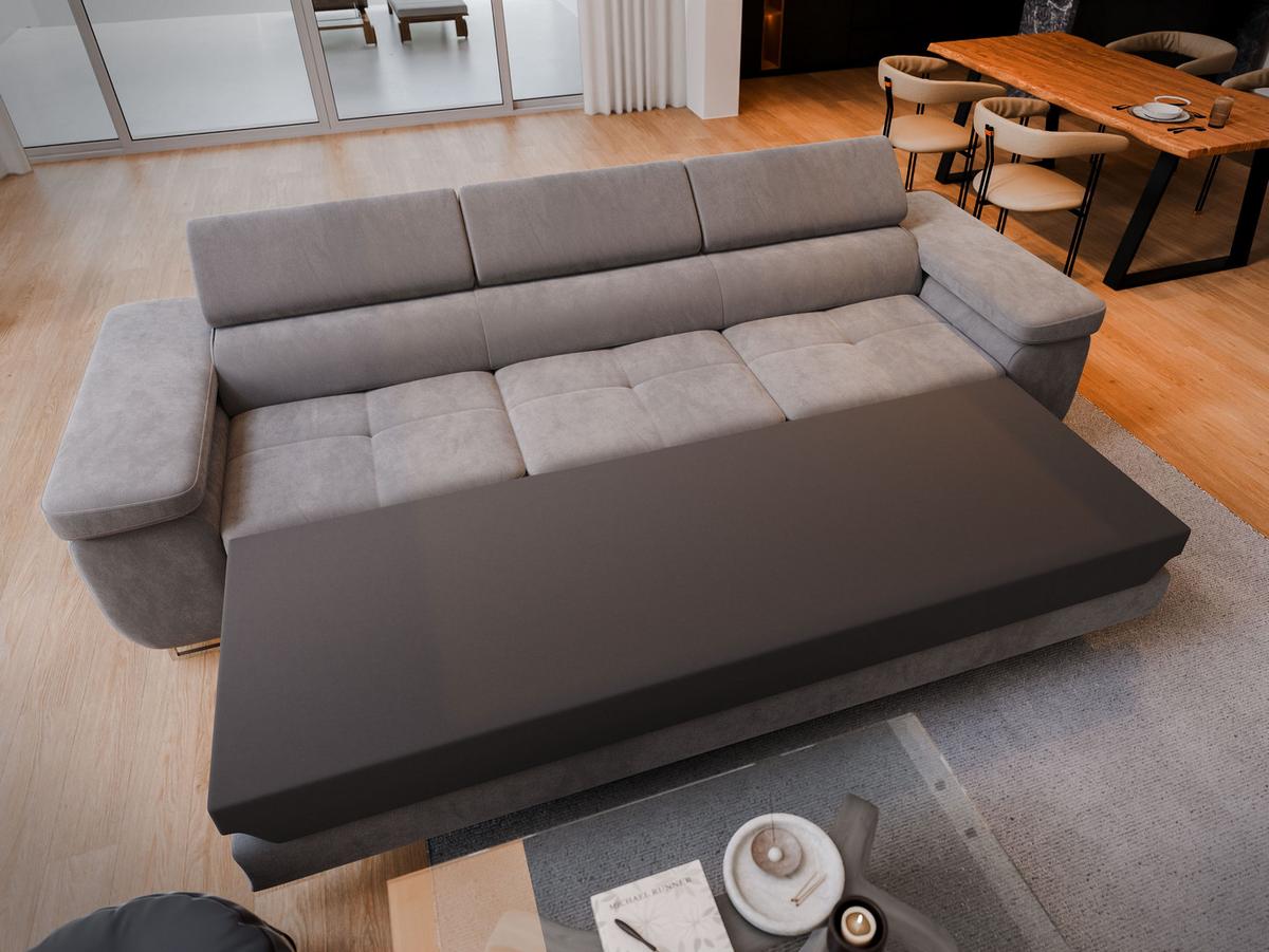 BETTSOFA MOSINE Schwarz Velours-Stoff mit Schlaffunktion - Schwarz, Textil (281/87/98cm) - MASSENO