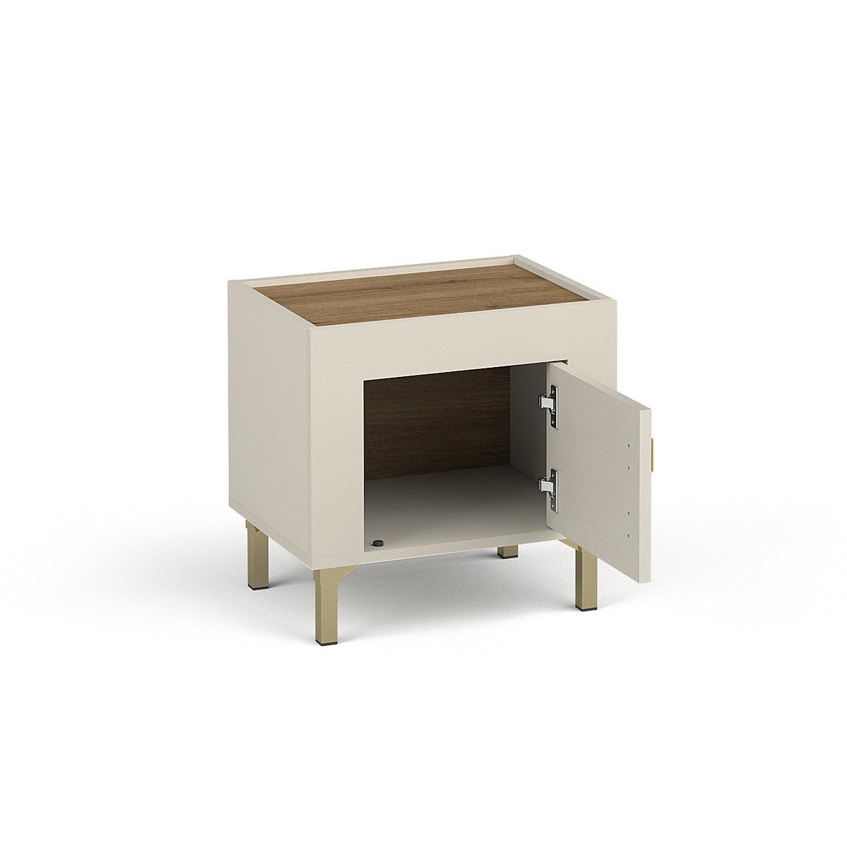 NACHTTISCH Monta mit 1 Tür , Kaschmir - Kaschmir, Holzwerkstoff (48/47/36cm) - Beautysofa