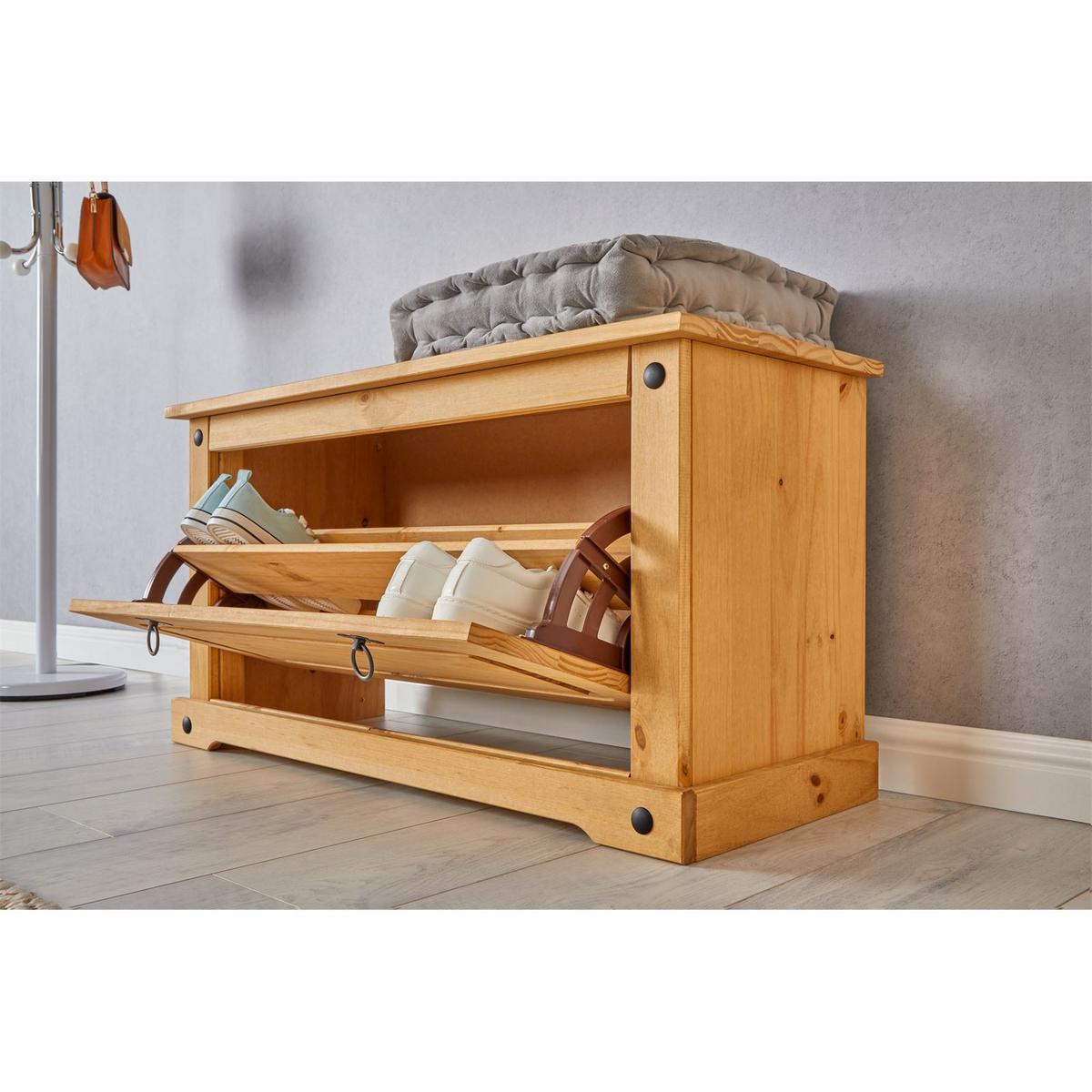 SCHUHBANK TEQUILA - Naturfarben, Holz (95/50/38cm) - IDIMEX