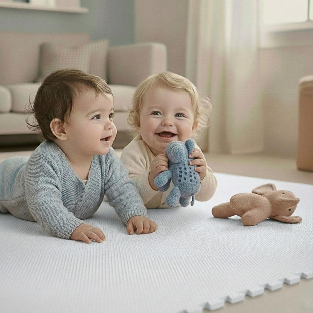 SPIELMATTE ab Null - 90 cm Baby Puzzlematte Weiß - Weiß, Kunststoff (30/30cm) - Littletom