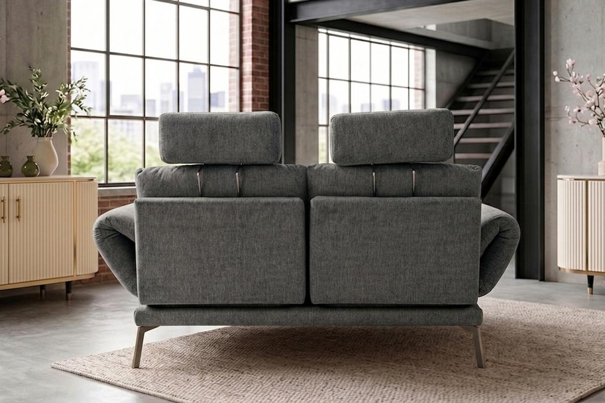 SOFA HOLLY Anthrazit Flachgewebe - Anthrazit/Braun, Textil/Metall (176/90/92cm) - KAWOLA