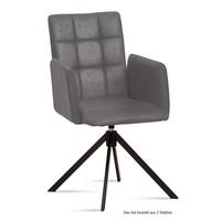 ARMLEHNSTUHL drehbar (2er-Set) Deeann 52x91x60 Schwarz/Grau - Schwarz/Grau, Kunststoff (60/91/52cm) - 58aufmkessel