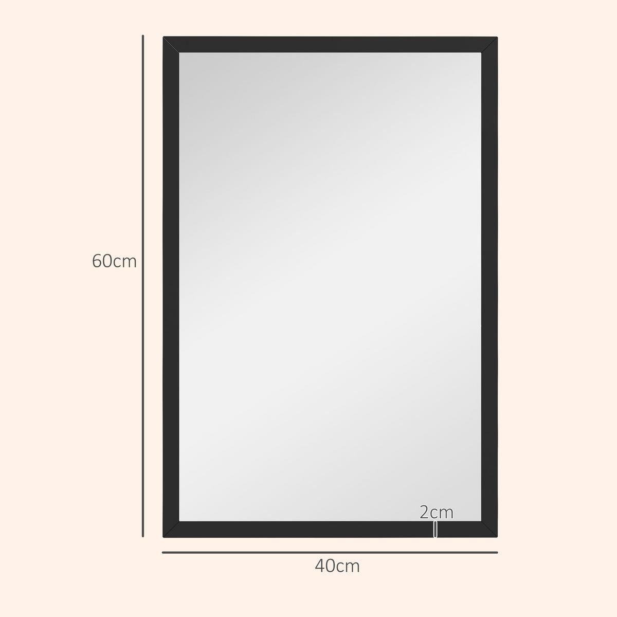WANDSPIEGEL MDF Glas Schwarz - Schwarz, Holzwerkstoff (2/60/40cm) - HOMCOM