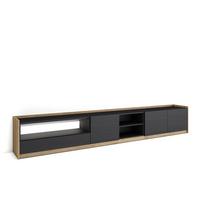 LOWBOARD, Schwarz und Eiche, 310/37/50cm, mit Led - Schwarz, Holzwerkstoff (310/50/37cm) - Skraut Home