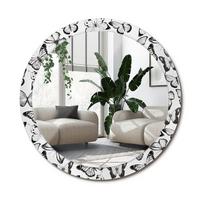 SPIEGEL Rund Ø 90 cm mit Aufdruck - Schwarz, Glas (90/90/0.4cm) - Wallfluent