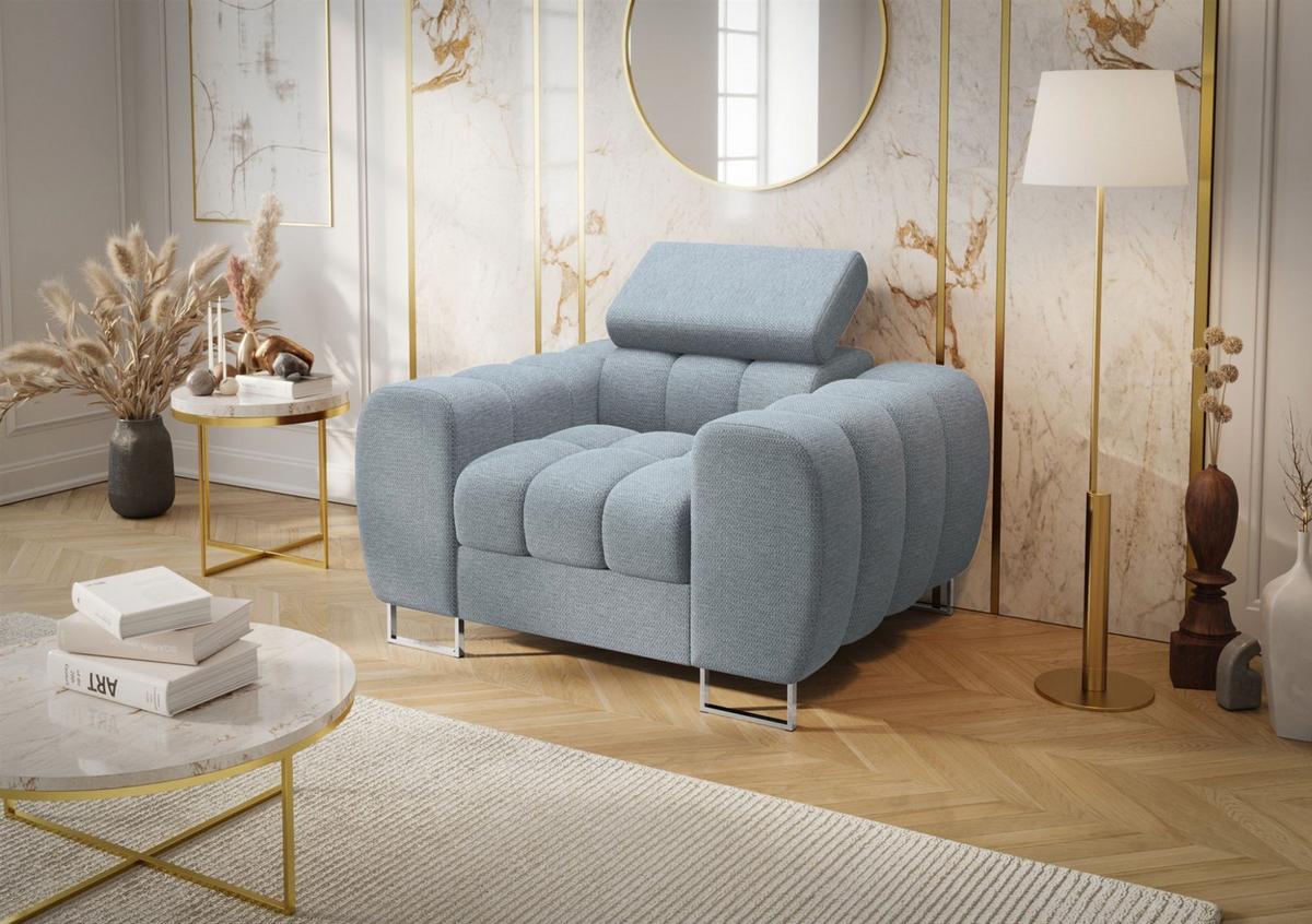 SESSEL Bastien In Stoff Aragon - Hellblau, Holzwerkstoff/Textil (115/95/97cm) - Fun Möbel