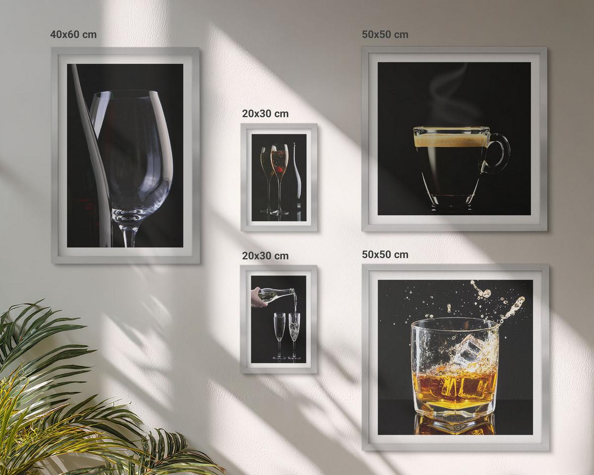 BILDER SET 5er Set - 50x50 cm & 20x30 cm & 40x60 cm Silberner Rahmen - Löwenzahn-Kalk-Kücheninschriften - Silberfarben, Kunststoff (40/60cm) - TULUP