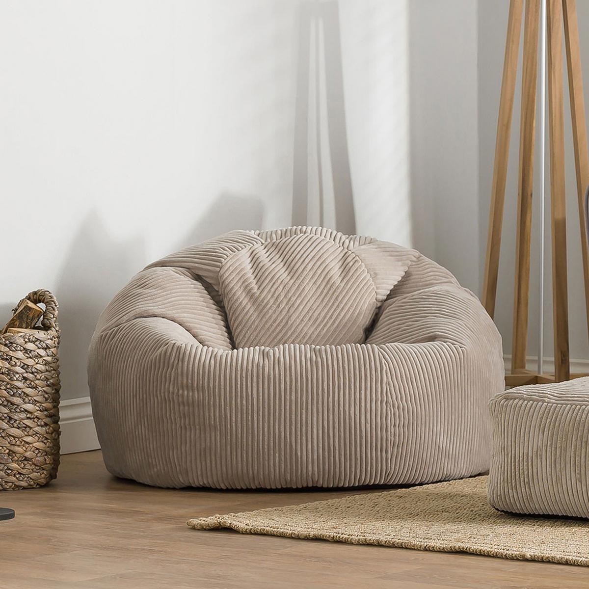 SITZSACK Klassisch Sessel aus Cord 2-tlg. - Beige, Textil (85/50/85cm) - icon
