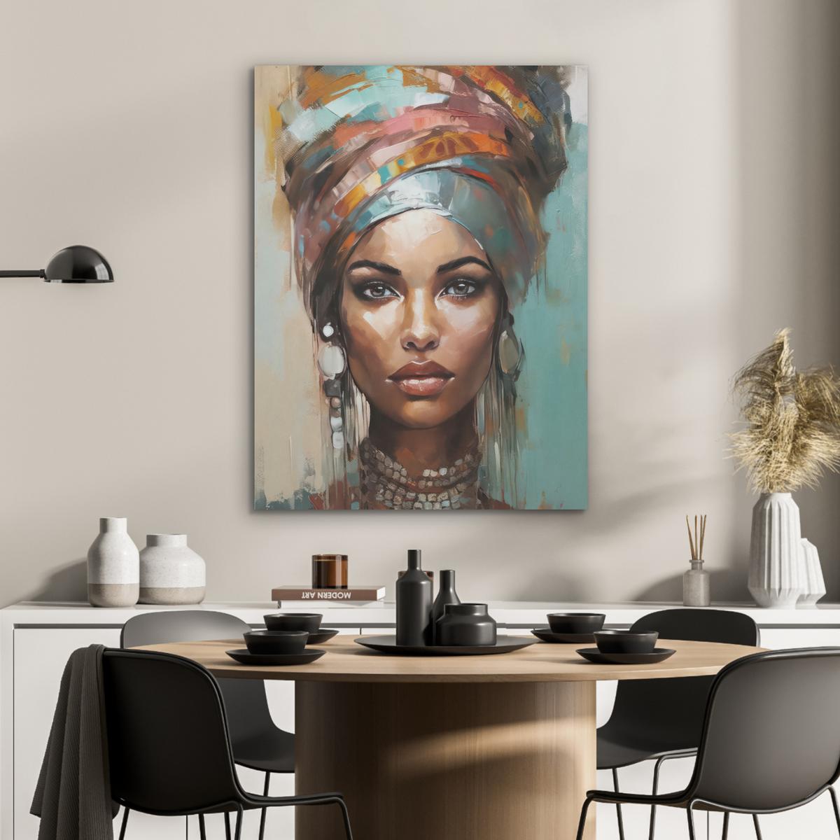 AKUSTIKBILD Frau - Kunst - Schmuck - Porträt Wandbilder 60x80 cm - Blaugrau, Kunststoff (60/80/0.9cm) - MuchoWow