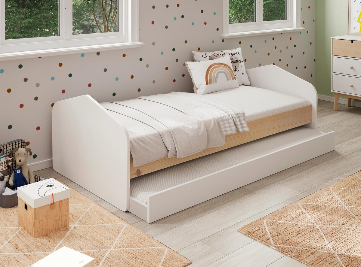 BETT Estefania Weiß 205.4/100/65 cm - Weiß, Holz (190/90cm) - Calicosy