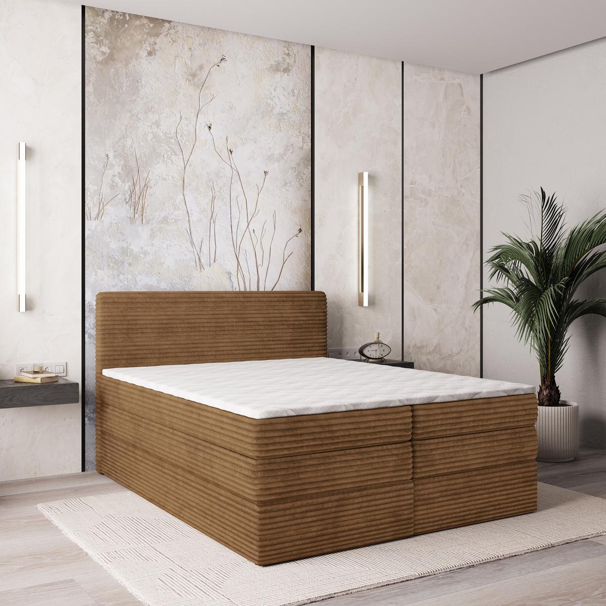 BOXSPRINGBETT LUNERA 160x200 cm mit Matratze und Topper - Kupferfarben - Kupferfarben, Holz (160/200cm) - MASSENO