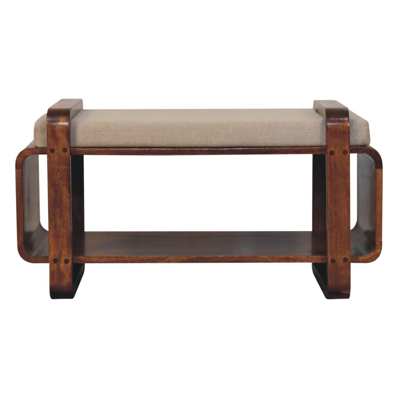 SITZBANK mit warmem Kastanien-Finish und offenem Stauraum - Braun, Holz (80/42/40cm) - Artisan Furniture