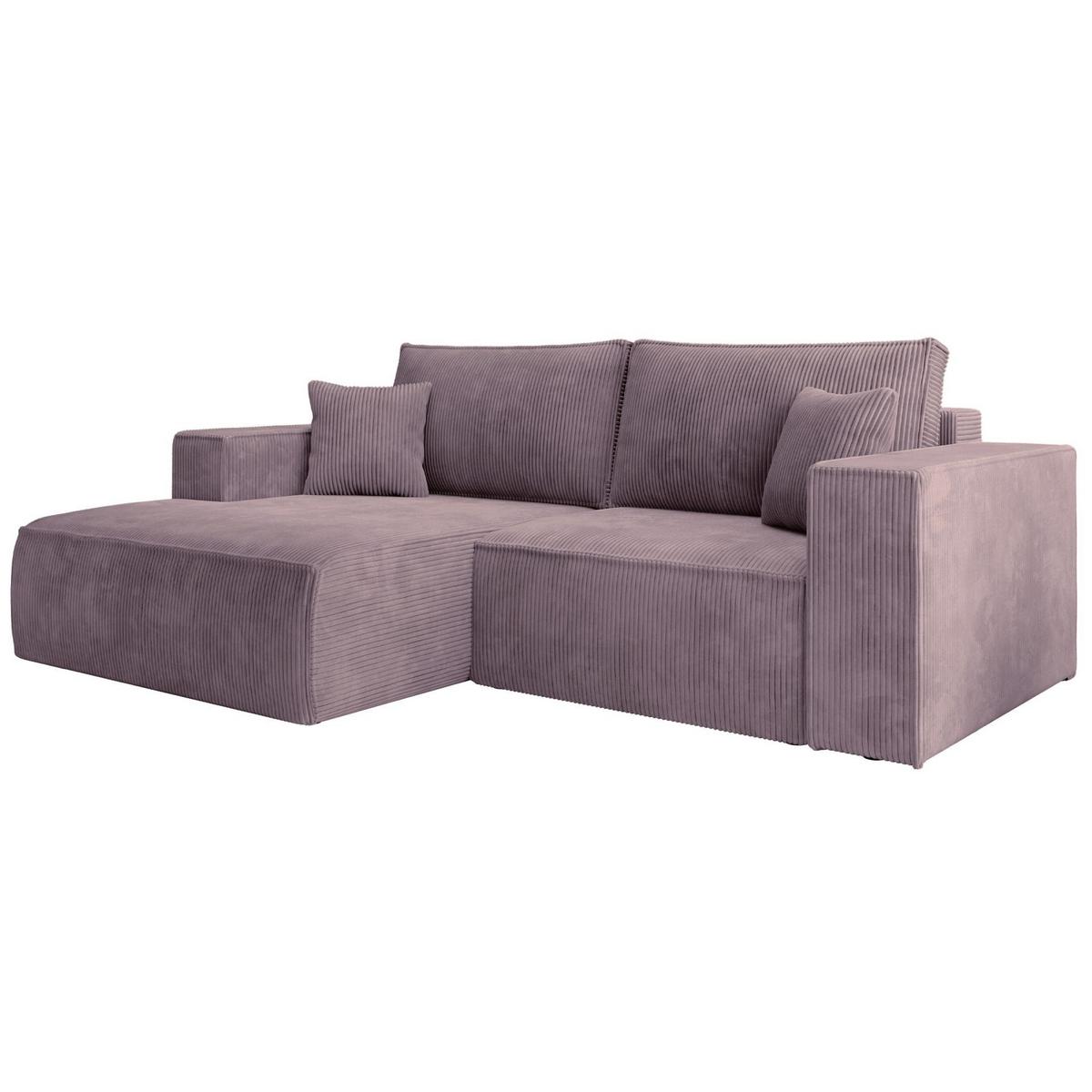 ECKSOFA Farese Mini mit Cordbezug Mauve, links - Flieder/Schwarz, Textil (240/167cm) - Selsey