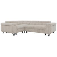ECKSOFA FALCO L - Beige Cord - Links Seite - Beige/Creme, Textil/Metall (197/268cm) - MKS