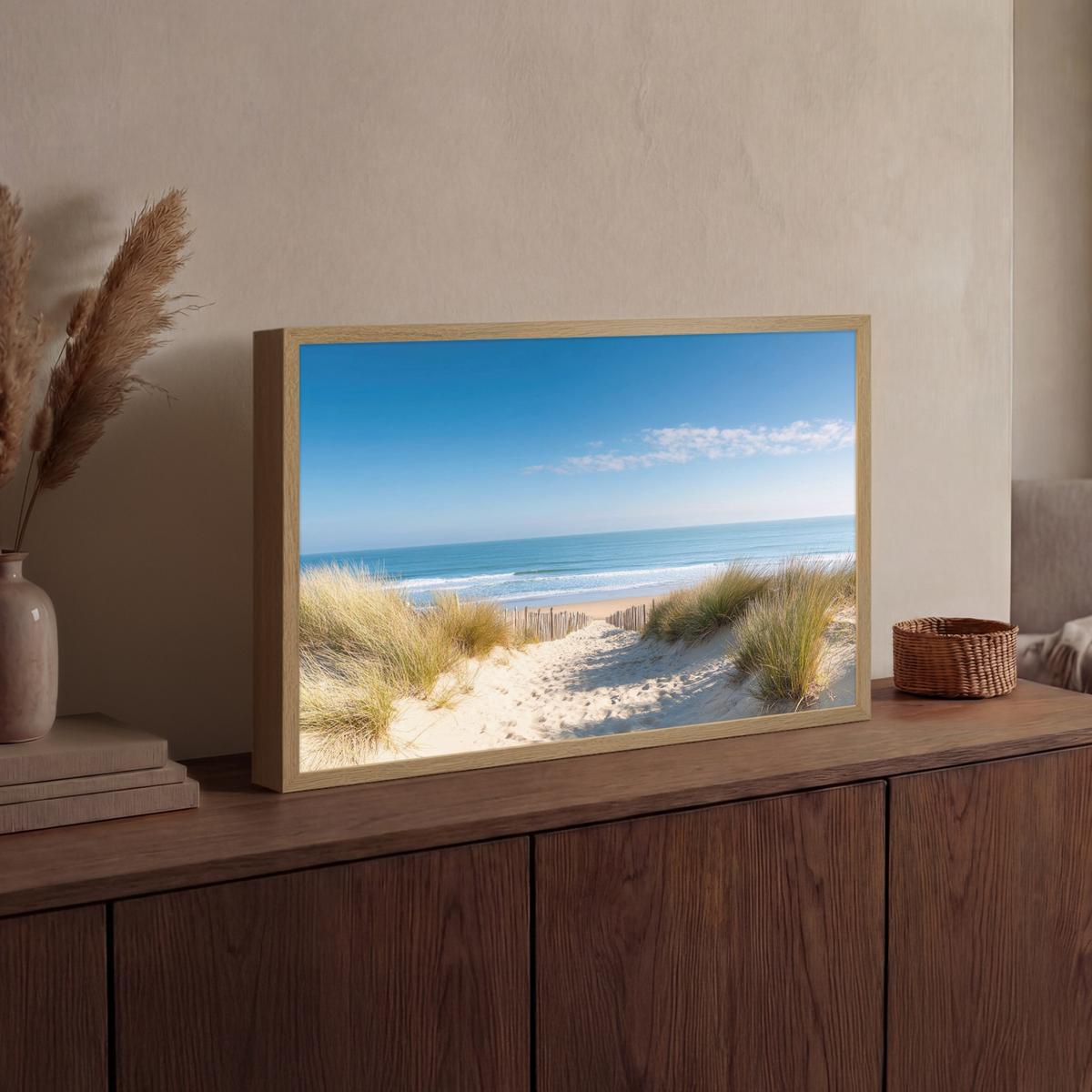 WANDLEUCHTE MIT AKKU Strand - Meer - Düne - Sand - Sommer 60x40 cm - Sandfarben, Holzwerkstoff (60/40/8cm) - OnlyWow