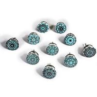 KERAMIKKNÖPFEN Set mit 10 mit floralen Mosaikmustern in Blautönen 40 mm Durchmesser. - Grün, Keramik (4/4/6.9cm) - Nacnic