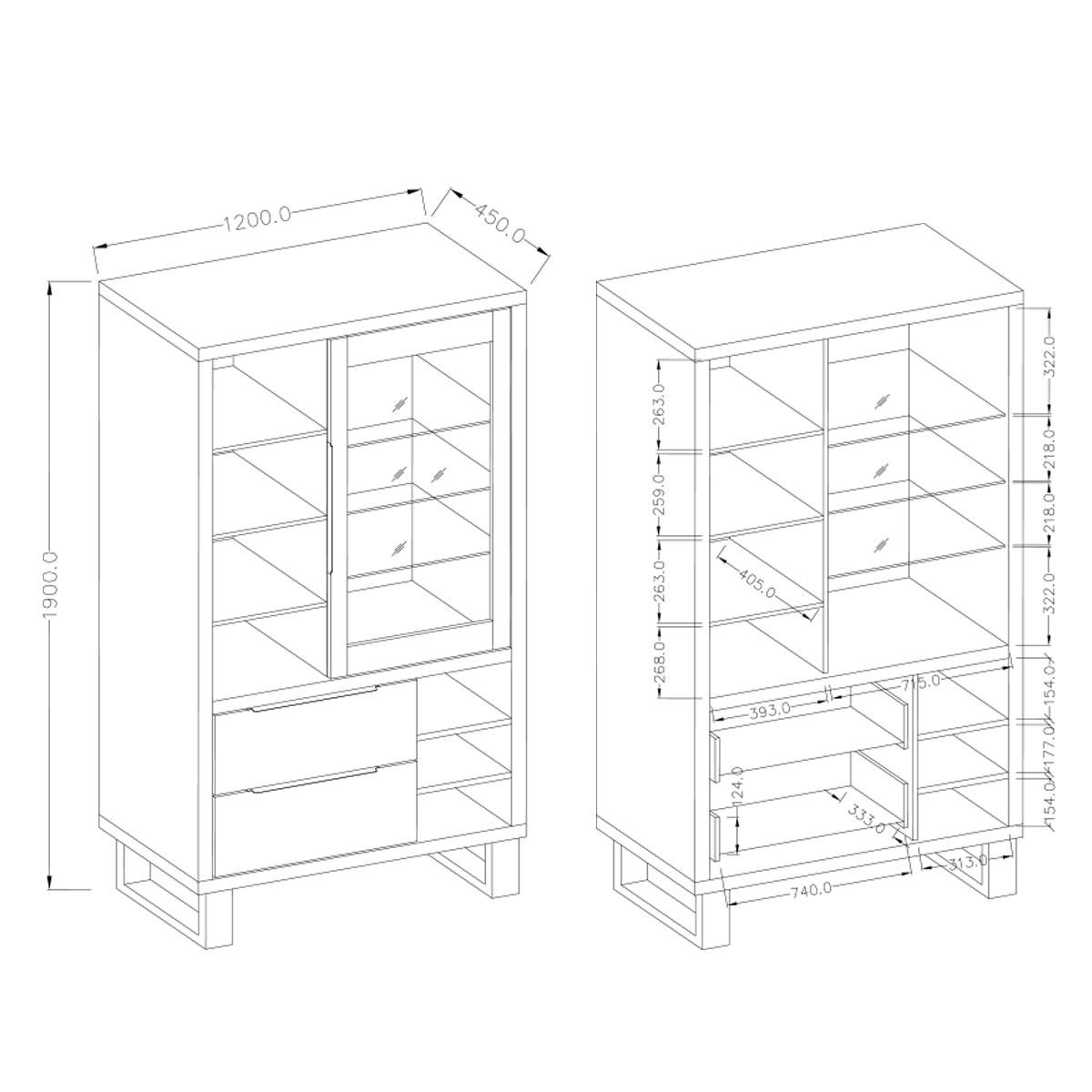 GESCHIRRSCHRANK Eden Holz und Metall - Braun, Holzwerkstoff (120/190/45cm) - Petits-meubles