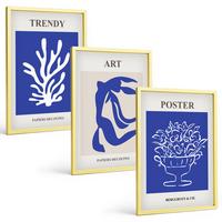 BILDER SET 3er Set - 40x60 cm Goldrahmen - Matisses abstrakte Plakate - Goldfarben, Kunststoff (40/60cm) - TULUP