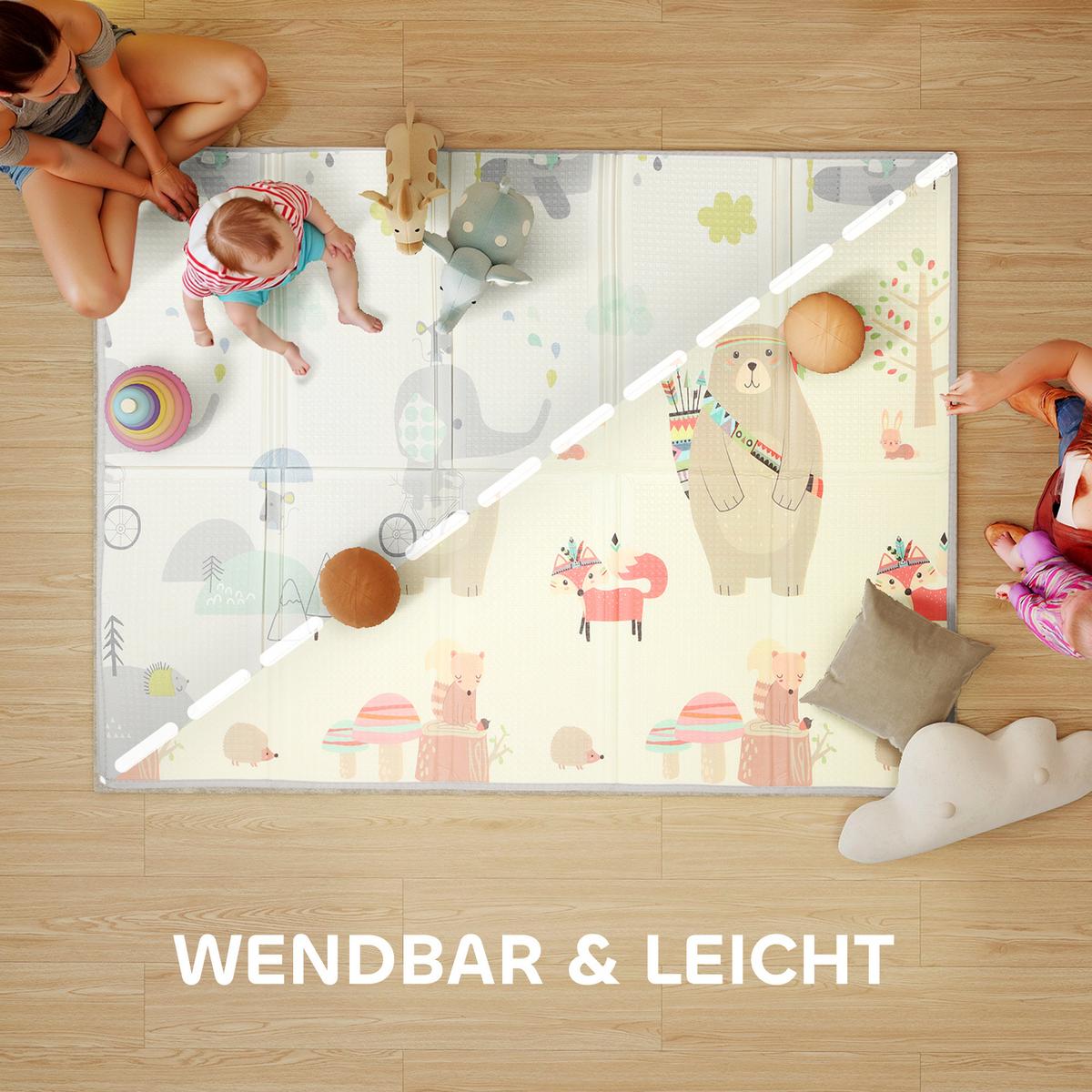 KRABBELMATTE faltbar Doppelseitige Mehrfarbig 200/150/1,5 cm - Multicolor, Kunststoff (150/200cm) - AIYAPLAY