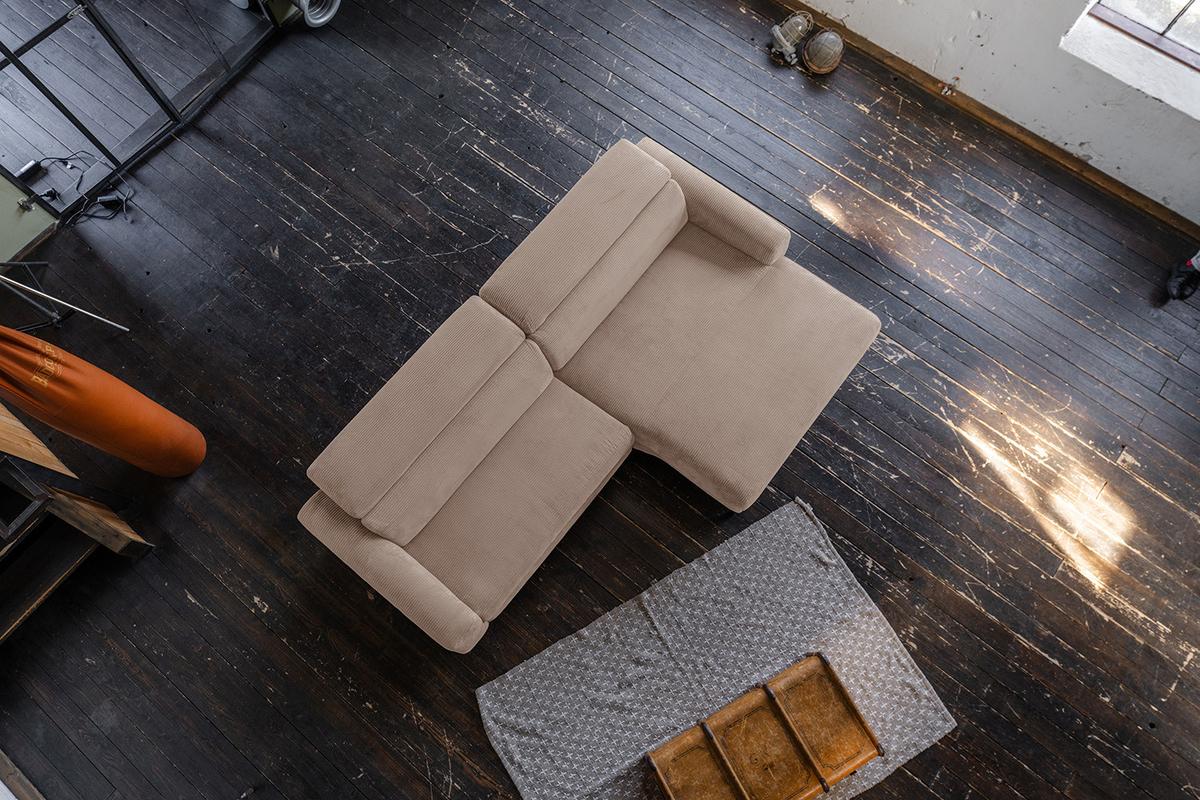 ECKSOFA LAISKA Taupe Cord - Taupe/Schwarz, Textil/Metall (282/177cm) - KAWOLA