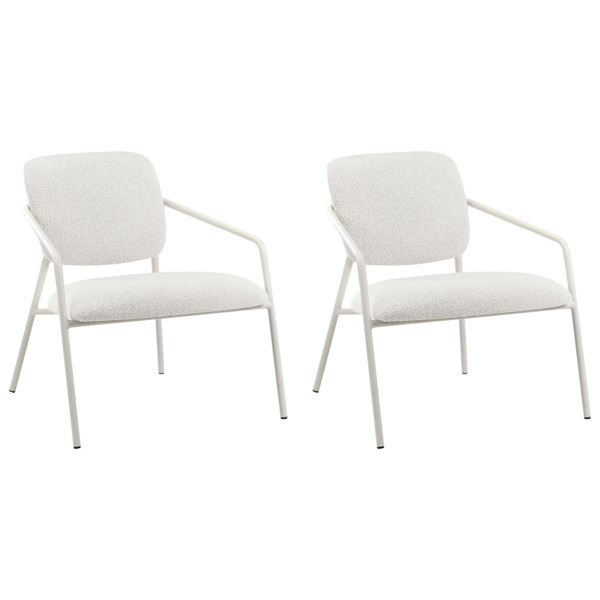 SESSEL 2er-Set Cremeweiß Loa - Weiß, Textil (71/76/71cm) - Beliani
