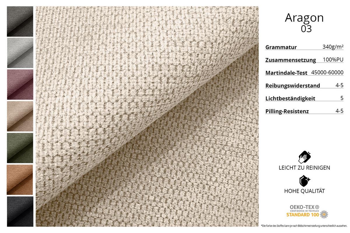 ECKSOFA mit Schlaffunktion und Bettkasten LIRA-L - 264x172x89 Beige - Beige, Holzwerkstoff/Textil (264/172cm) - ALTDECOR