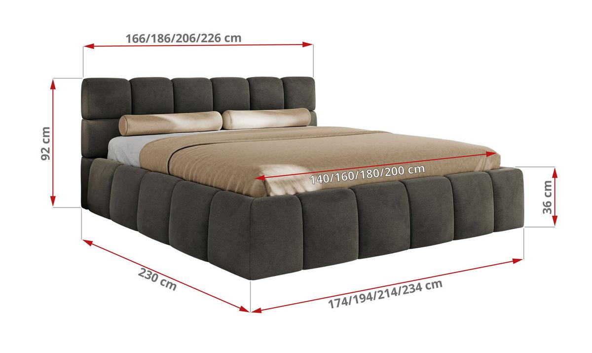 POLSTERBETT NIRA CLASSIC 200/200 - Dunkelgrau Velvet - Multipocket-Matratze - Dunkelgrau, Textil (200/200cm) - MKS