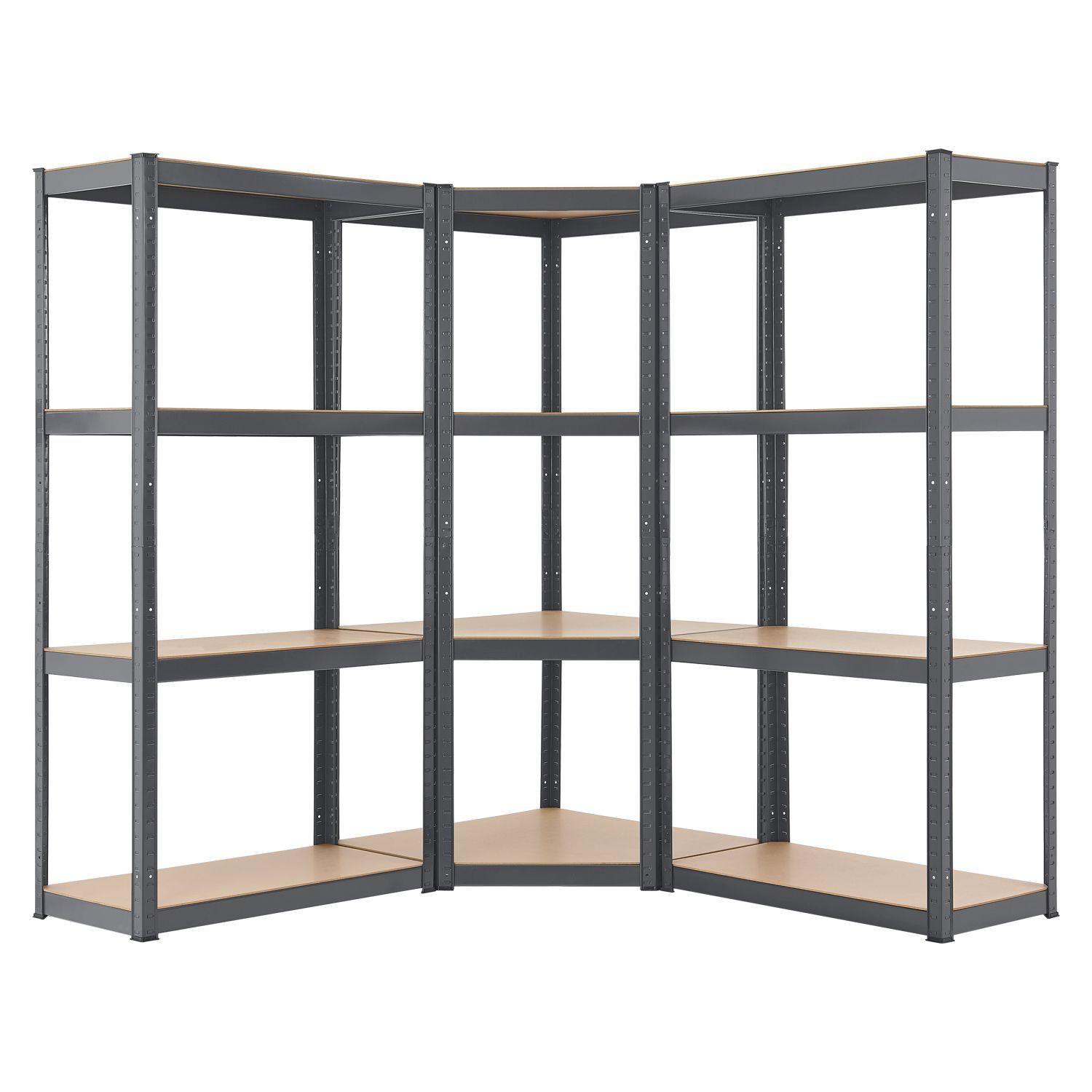 REGALSYSTEM Easy grau insgesamt 12 Böden (3er-Set) - Grau, Metall (155/160/155cm) - Juskys