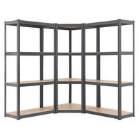 REGALSYSTEM Easy grau insgesamt 12 Böden (3er-Set) - Grau, Metall (155/160/155cm) - Juskys