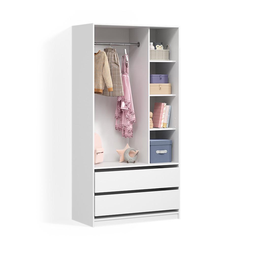 KINDERKLEIDERSCHRANK Trento Weiß 100 x 200 cm mit 2 Schubladen - Weiß, Holzwerkstoff (100/200/50cm) - Livinity®