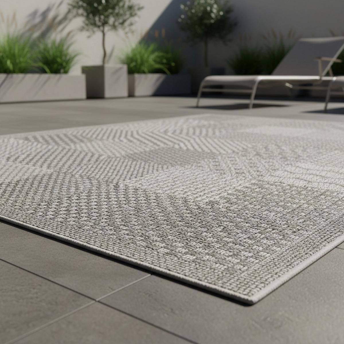 TEPPICH Outdoor LERMOOS in Grau, einfarbig, aus Polypropylen, 120 x 170 cm - Grau, Textil (120/170cm) - KADIMA DESIGN