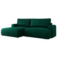 ECKSCHLAFSOFA TONO L Dunkelgrün Velvet - links - Dunkelgrün/Schwarz, Kunststoff/Textil (260/150cm) - MKS