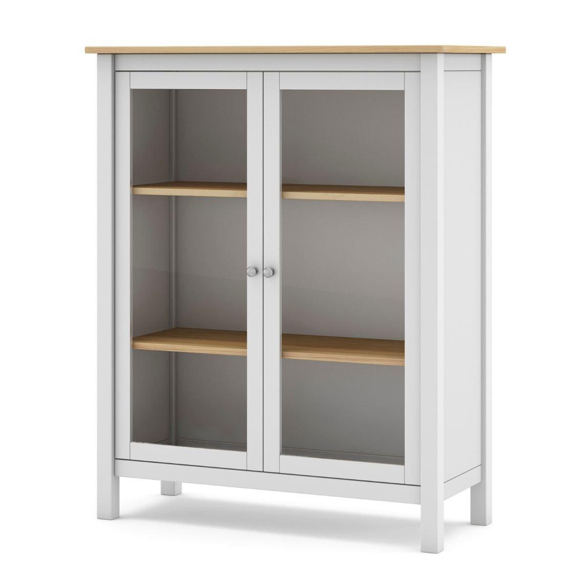VITRINE 2 Türen L90 x H110 cm - Misti - Weiß, Holz (40/110/90cm) - Calicosy