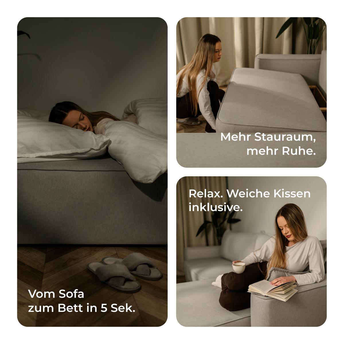 ECKSOFA BELARO CL Blau Samtstoff mit Schlaffunktion - Blau, Holzwerkstoff/Textil (280/162cm) - MASSENO