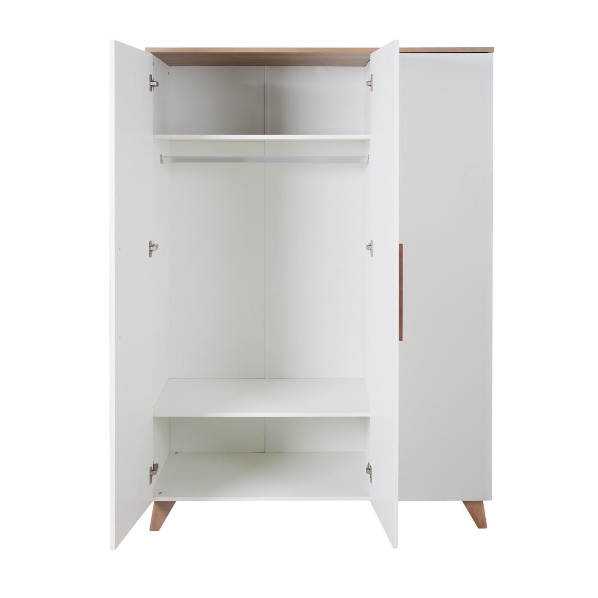 KLEIDERSCHRANK Lennie - Eichefarben/Weiß, Eichenholz/Holz (119/190/52cm) - Roba