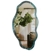 SPIEGEL 90x45 cm asymmetrisch mit Druck - Hypnotische Wellen - Transparent, Glas (45/90/0.4cm) - TULUP