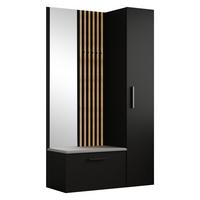 GARDEROBENSCHRANK MODULO 120,6/204/40 cm Modern Garderobe-Set Schwarz - Schwarz/Grau, Holzwerkstoff (120.6/204/40cm) - MASSENO