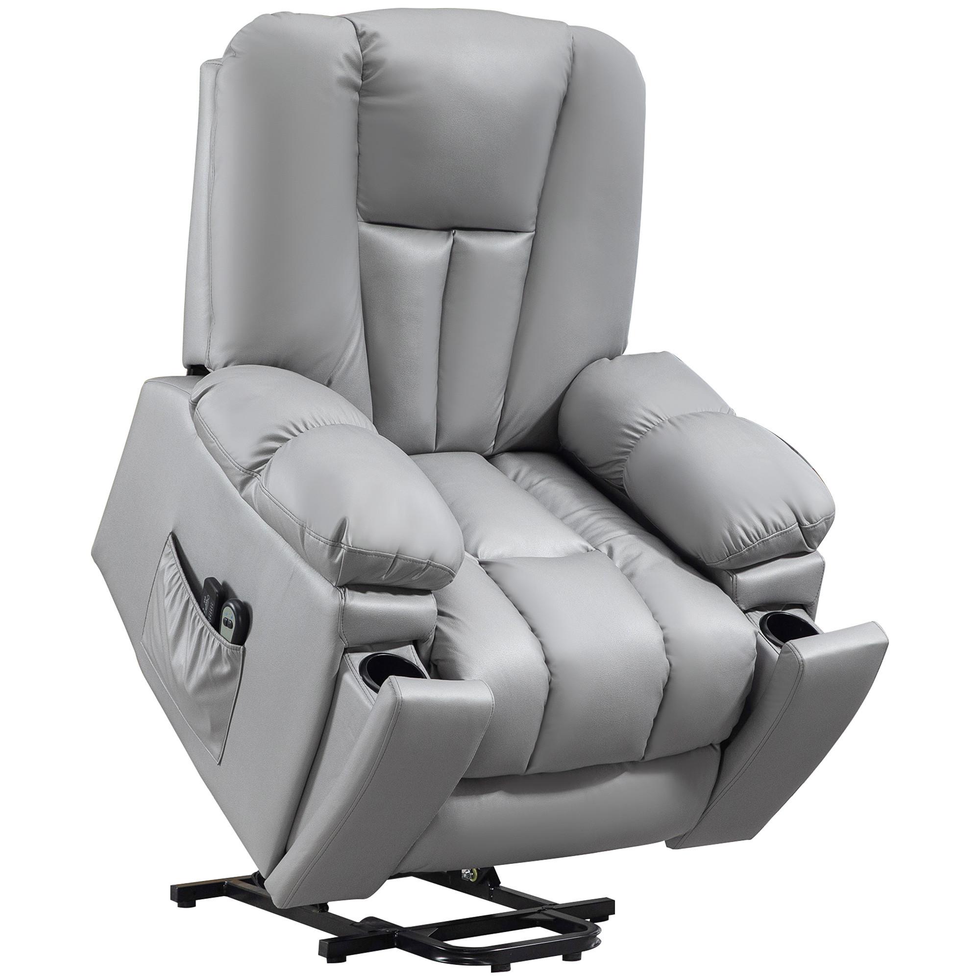 FERNSEHSESSEL mit Aufstehhilfe Elektrisch, Relaxsessel mit Liegefunktion Grau - Dunkelgrau, Textil (96/106/94cm) - HOMCOM
